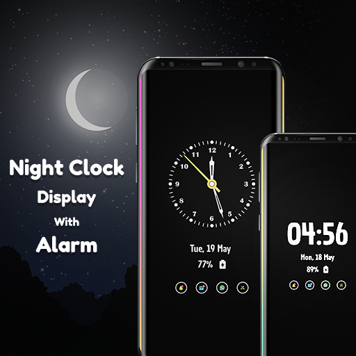 Night Clock Display with Alarm icon