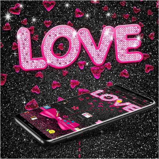 Black Pink Heart Love Romantic Theme icon