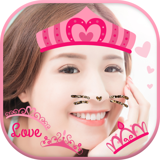 Cat Face &amp; Heart Crown Stickers Best One Camera иконка