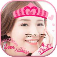 Cat Face & Heart Crown Stickers Best One Camera on 9Apps