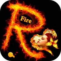 Fire Text Photo Frame on 9Apps