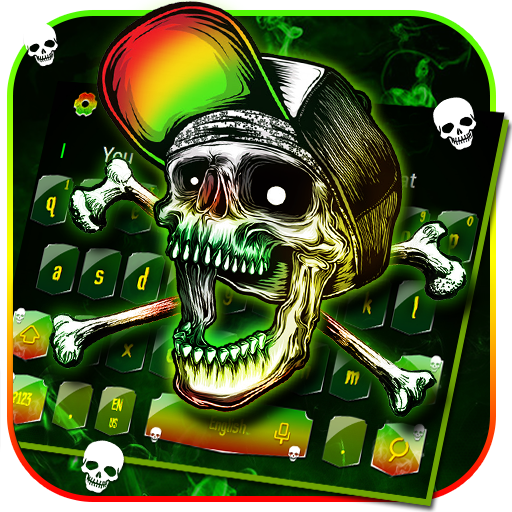 Rasta Skull Keyboard Theme أيقونة