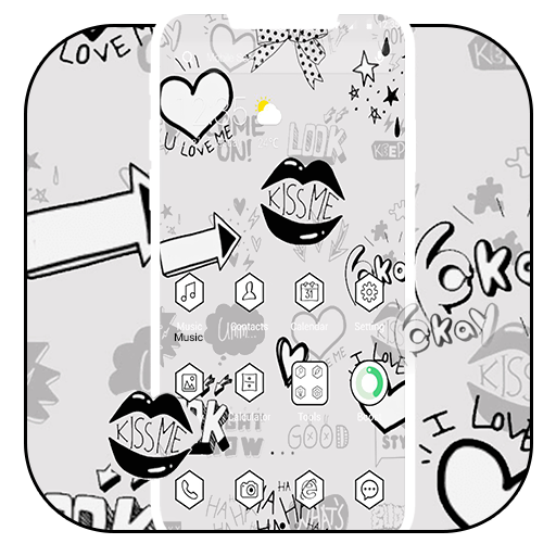 Black &amp; White Graffiti APUS Launcher Theme icon