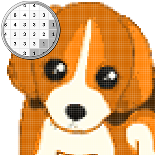dog Coloring: Colored by number - pixel art icon