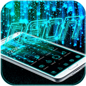 النيون الأزرق موضوع المجرة أيقونة