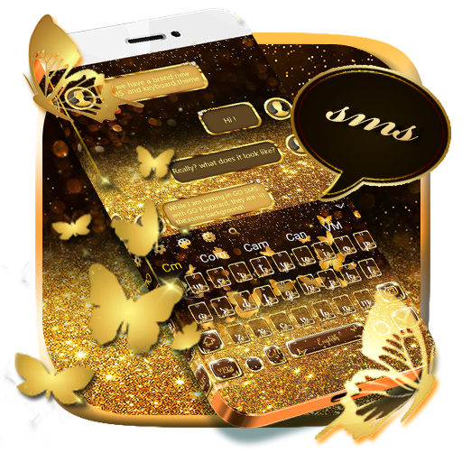 SMS Glitter Gold Butterfly Keyboard icon