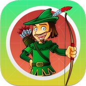 Shoot arrow at targets archery icon