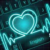 Neon Blue Love Heart Keyboard on 9Apps