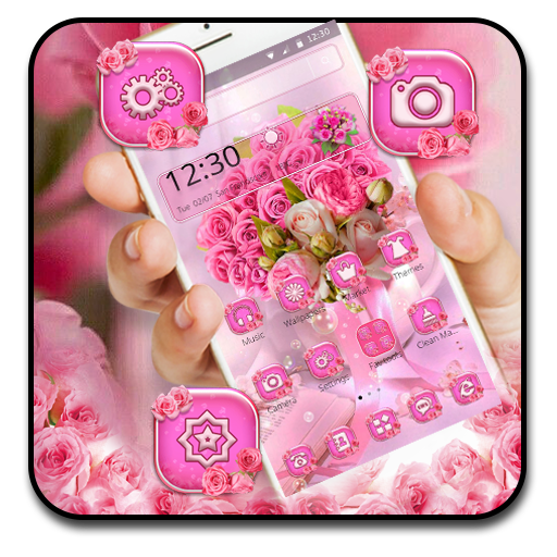 Glossy Pink Roses Launcher Theme icon