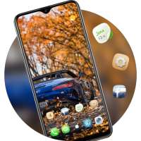 Natural landscape theme of autumn leaves | car