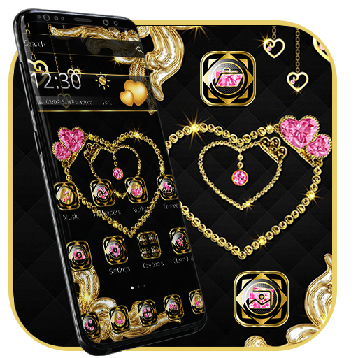 Golden Crystal Diamond Luxury Heart Theme icon