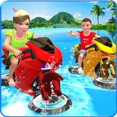 Kids Water Surfing Bike Racing icon