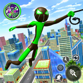 Superhero Stickman Rope Hero - Gangster Crime Game icon