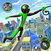 Superhero Stickman Rope Hero - Gangster Crime Game