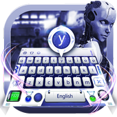 white mechanical robot keyboard ai future tech иконка