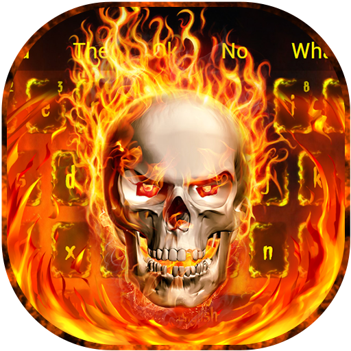 ikon Fire Skull Flaming Keyboard Theme
