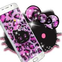 Pink Black Kitty Leopard bow-knot Themes on 9Apps