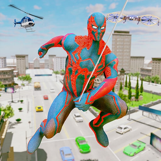 Red Glowing Rope Hero: Gangster Superhero Games icon