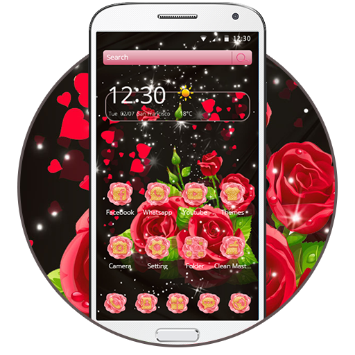 Golden icons, pink roses, beautiful themes icon