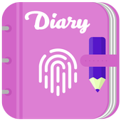 diary with a fingerprint lock &amp; password icon