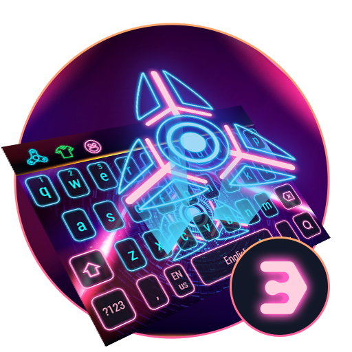 Neon Fidget spinner 3d holographic keyboard icon