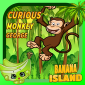 Curious monkey  George banana island alphabet icon