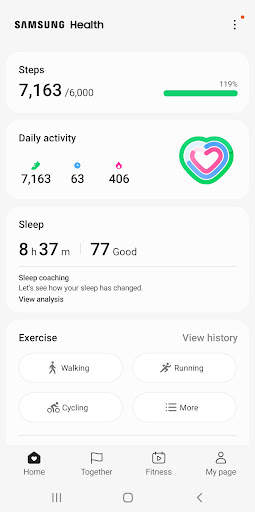 Samsung Health screenshot 1
