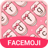 Pink Cute Bow Emoji Keyboard Theme for Facemoji icon