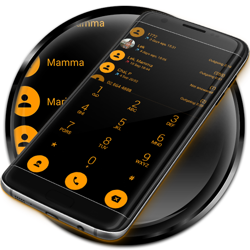 Dialer theme Flat BlackOrang أيقونة
