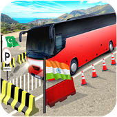 Highway Bus Parking: Modern Coach Bus Drive icon