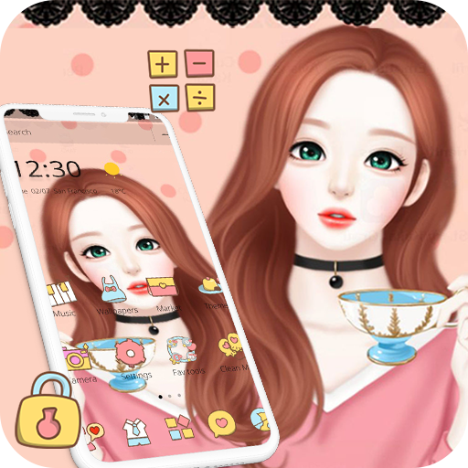 Cartoon Beautiful Girl Lovely Theme icon