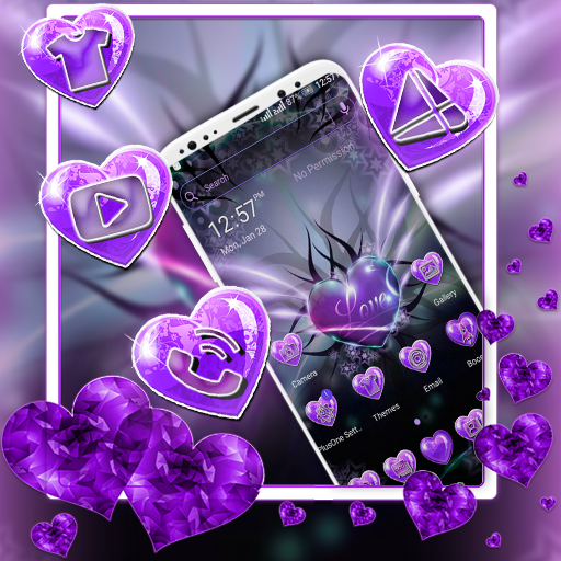 Purple Love Heart Launcher Theme icon