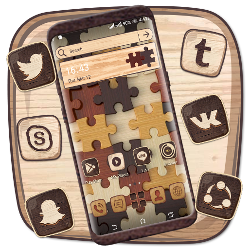 Wooden Jigsaw Puzzle Theme أيقونة