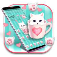 Cute Green Cup Cat Love Theme