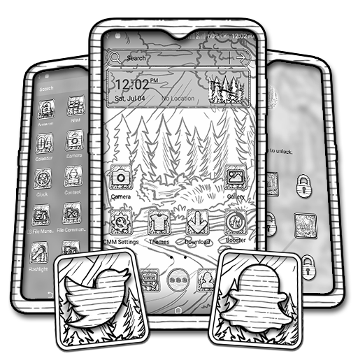 Forest Sketch Launcher Theme أيقونة
