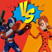 Lady Bug vs Iron captain Superheros Fighting
