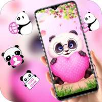 Pink Cartoon Panda Love theme on 9Apps