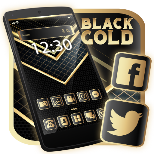Black Gold Launcher Theme Live HD Wallpapers icon