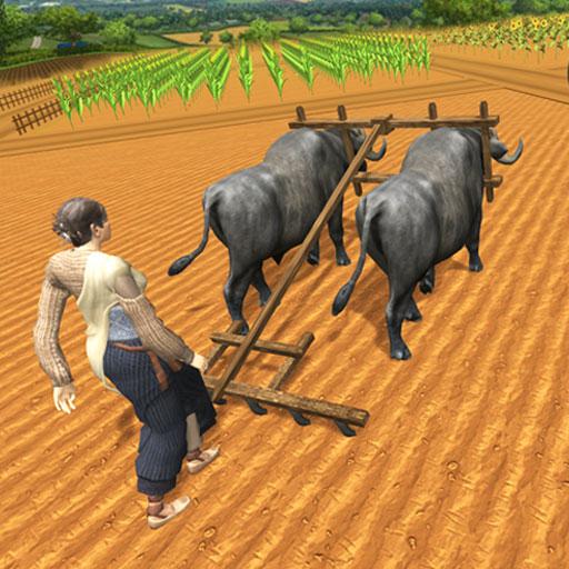 Village Plow bull Farming icon