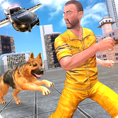 تحلق سيارة شرطة ن كلب الشرطة أيقونة