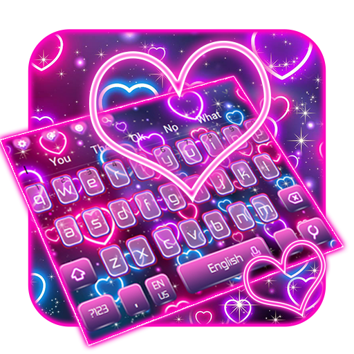 Neon tim Chủ đề bàn phím icon