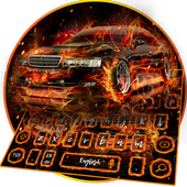 Feuer brennende Sportwagen-Tastatur icon