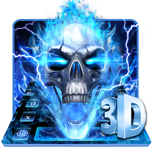 Horrible 3D Blue Flaming Skull Keyboard icon