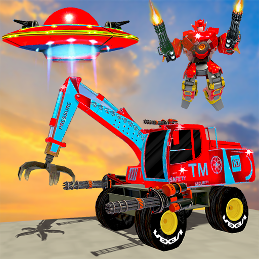 Excavator Robot Car Game:UFO Robot Elephant Game icon