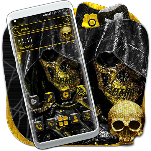 Golden Skull Launcher Theme أيقونة