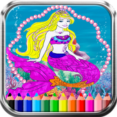 Drawing Princess Mermaid Coloring Book Game icon
