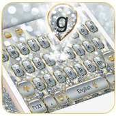 Luxury Silver Glitter Gold Motif Keyboard