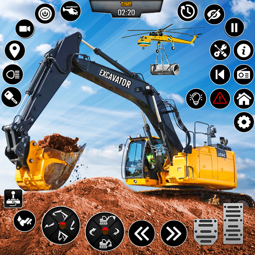 City Heavy Excavator Crane 3D icon