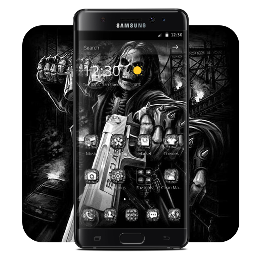 Black Skull Gun Fire Theme icon