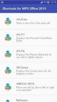 Shortcuts for WPS Office 2019 screenshot 3